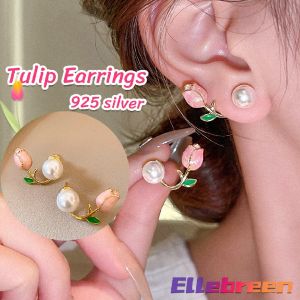 Korean Vintage Tulip Earrings Jewelry Accessories Women 925 silver