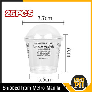 25pcs Mousse Cups Pudding Cup Transparent Dessert Cups With Lids 200ml (7oz)