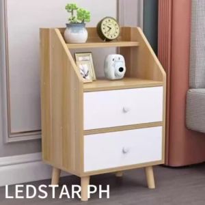 Bedside Table with Shelf 2-Drawer Bedside Table End Table for Bedroom Living Room Modern Nightstand