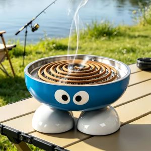 MAJESTI Cartoon Mosquito Coil Holder Large Big Eyes Mosquito Coil Tray Creativity Anti-scalding Mosquito Coil Box Mosquito Coil Ash Collection