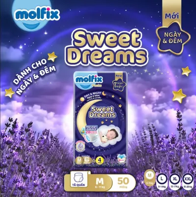 [QUÀ TẶNG GIỚI HẠN – ĐƠN 299K/799K] Tã Quần Molfix Sweet Dreams Jumbo M50/L44/XL38/XXL34