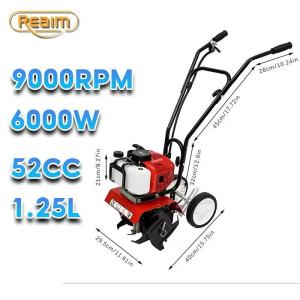 REAIM Mini Tiller 52cc Mini Cultivator Mesin Traktor Mesin Bajak Sawah Kebun Lahan Basah Kering Kultivator