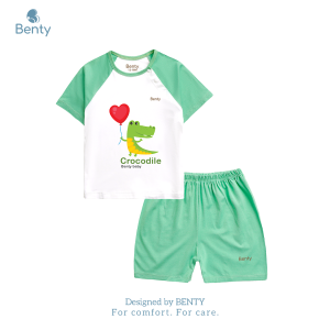 Bộ cộc tay cài chéo in hình Crocodile BT009 BENTY chất vải cao cấp đồ bộ trẻ em an toàn cho da bé