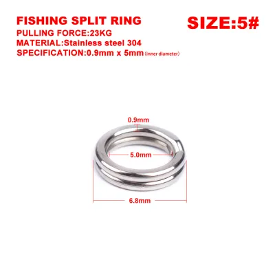 50pcs/lot Stainless Steel Split Rings High Quality Strengthen Solid Ring Lure Connecting Ring Fishing Accessories