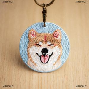 [COD] MINIFRIUT Embroidered Dog Patch Key Chain Cute Pet Themed Durable Keychain Key Ring Bag Charms Backpack Ornaments