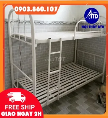 Giường tầng sắt người lớn sơn tĩnh điện cao cấp dày dặn loại 1 kích thước ngang 80cm dài 2m ngang 1m dài 2m ngang 1m2 dài 2m giá xưởng giao lắp thuận tiên nhanh chóng