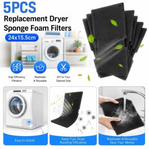 STYLETENK 5PCS Reusable Dryer Filters Easy Installation Sponge Sponge Foam Filters Black Filter Washable Filter Dryer Maintenance