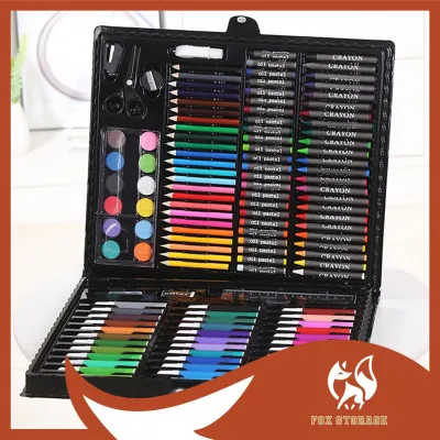 150 Piece Art Sketch Supplies Colored Pencil Gifts Double Sided Drawing Set For Kids 150件儿童画笔油画棒礼盒小孩学生水彩笔美术绘画文具套装 150 Keping Alat Lukis Berus Cat Minyak Pastel Kotak Hadiah Kanak-kanak Pelajar Set Alat Tulis Seni