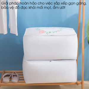 Túi đựng quần áo chăn ga màn mền gối gấu bông cỡ lớn 75L kích thước 60x45x28 khóa kéo kim loại