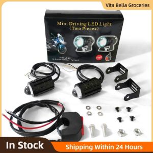 Motorcycle Mini Driving Light Spotlight Projector Lens Dual Color mini LED Headlight yellow white Driving lamp Universal for Motorcycle Trucks SUV ATV cars