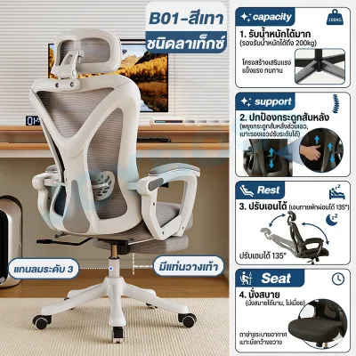 JOYBOSS เก้าอี้ออฟฟิศ เก้าอี้ทำงาน เก้าอี้สำนักงาน Ergonomic chair เพิ่มพนักพิงหลังและพนักพิงศีรษะปรับระดับได้ นั่งนานแค่ไหนก็ไม่ล้า ถนอมคอและหลังอย่างดี หายเหนื่อยเลย ระบายอากาศได้ดี