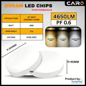 FONEMAX Premium Borderless Round LED Surface Downlight 7” 28W / 9” 36W / 12” 48W OSRAM LED Chips | 6500K DL / 4000K CW /
