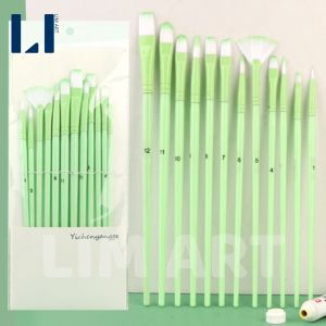 Bộ 12 Cọ Vẽ Màu Macaron – Mềm Mượt Đa Dạng Kích Cỡ – Dành Cho Acrylic Gouache Watercolor LIM ART
