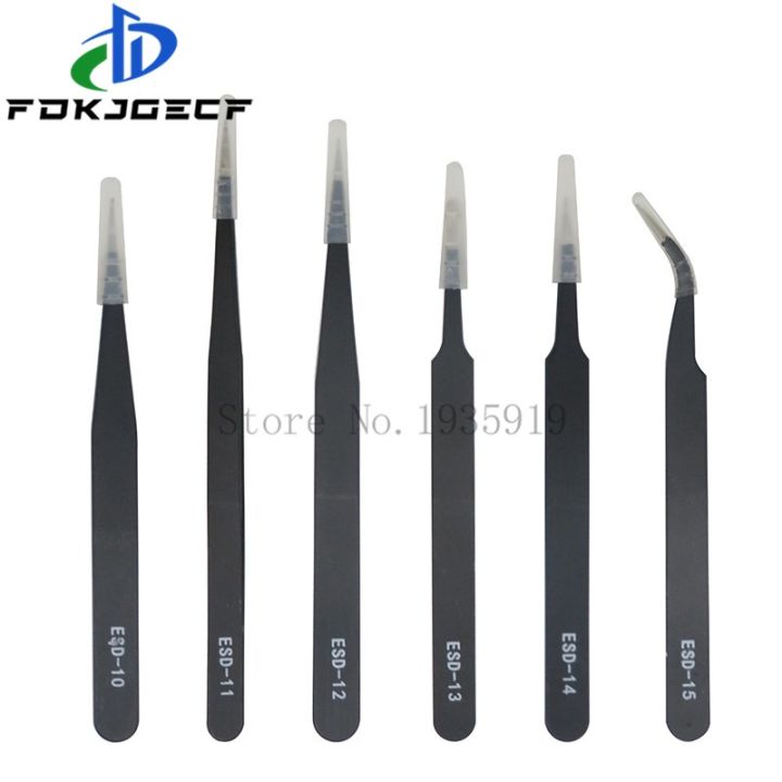 VETUS Original Anti-static Switzerland Tweezers ESD-12 – Black, High Quality