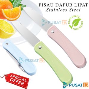 PISAU KUPAS BUAH LIPAT STAINLESS PISAU DAPUR SAYUR LIPAT PISAU PENGUPAS PEMOTONG BUAH TRAVEL PEELER