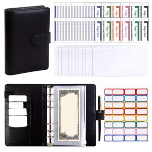 GONUUWGL ic button Cash Budget Ledger A6 Macaron Color PU Leather Folder Efficient Academic Weekly Agenda Loose-leaf Notebook School Supplies