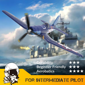 VOLANTEXRC RC Plane 2.4Ghz 4CH 6-Axis F4U Corsair 400mm Wingspan Fixed Wing Remote Control Aircraft Warbird RC Airplane Easy to Control One Key Aerobatic for Beginner 761-8 RTF