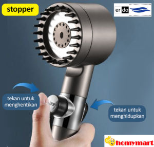 kepala hand shower pijat turbo 3F putar stopper metal gun erdo KHS-3F-PTS-ST