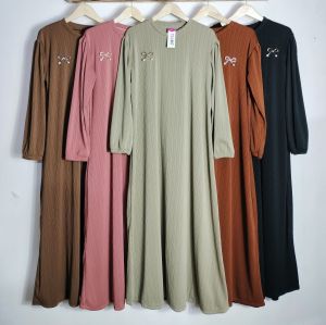 Adreena Outfit Gamis Soraya Tangan Rempel Knit Condru Terbaru Viral Muslimah Termurah