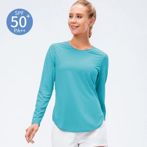 【SG 🚚】Women Long Sleeve Yoga Shirts UPF50+ UV Sun Protection Loose Fitness Tops Outdoor Travel Workout Sport Sweatshirt