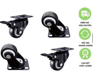 BỘ 4 BÁNH XE ĐEN VIỀN TRẮNG 4CM 5CM 6CM 7.5CM LOẠI CỰC TỐT