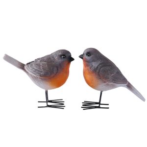 NGGFH Nordic Style Robin Bird Statue Resin Cute Bird Figurines Durable Handmade Yard Ornament Outdoor Yard
