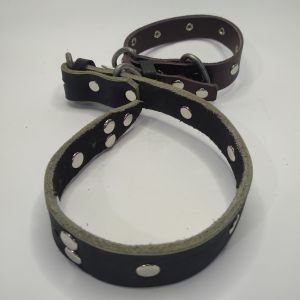 Kalung anjing kulit ukuran kecil besar hewan peliharan accesories warna hitam COD