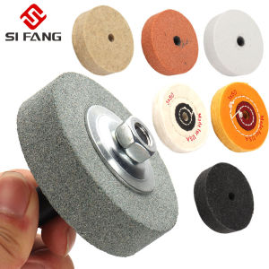 SI FANG 75mmx10mm Buffing Polishing Wheel Kit-Ceramic/Wool/ Fiber/Cotton Colth Grinding Wheel 3 inch Buffing Wheels for Mini Bench Grinder with 3/8 inch Drill Arbor Adapter Non-metal and Metal Grinding Polishing and Rust Removal-8Pcs Sets