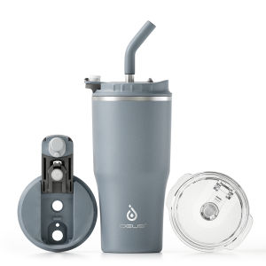 IDEUS  Insulated Travel Coffee Tumbler (414ml/532ml) Double Wall Stainless Steel Vacuum Leakproof Coffee Cups with Straw