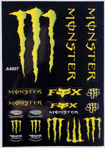 Monster Energy Red Bull Motorcycle Sticker Helmet Decal Rock Star Glossy Film Waterproof PVC Decal