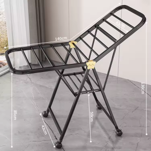 Foldable Stainless Steel Clothes Drying Rack Sampayan Heavy‑Duty Windproof Floor Laundry Hanging Rack Movable Wheeled Design for Indoor Balcony Backyard Household Use | Ships Today