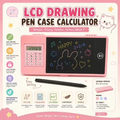 Kotak Pensil LCD Drawing Pen Case Calculator Teman Belajar & Kreativitas Anak