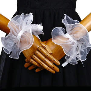 Renaissances chú hề Cổ áo giả Trắng Organza xù cổ Cuff và Faux tay áo còng cho masquerades và ăn mặc tổ chức sự kiện