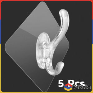 Vacaka Transparent Wall Hooks Hangers Self Adhesive Door Wall Hangers 6*6cm Kitchen Bathroom Organizer Holder