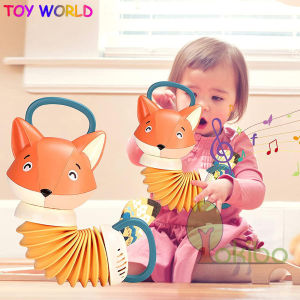 Mini Cartoon Fox Accordion Childrens Toy Music Enlightenment Instrument Vocal Portable And Compact Caterpillar Early Educational Soothe Montessori Toy Gift