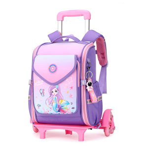 milu Natural Fish New Trolley Schoolbag Primary School Student 1-6 Grade Girl Lightweight Waterproof Large Capacity Hot