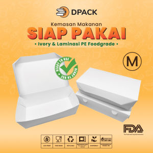 Paper Lunch Box Ukuran M FoodGrade kemasan makanan kotak polos