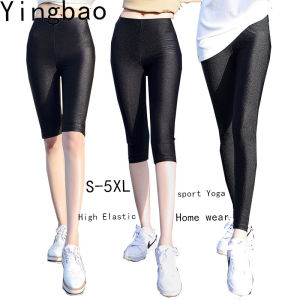 Yingbao S-5XL Yoga Sport Pants Women Korean Style Black Slim Long High waisted Home Wear Plus Size Thin Ladies Stretch Elastic Waist Legging Big Size
