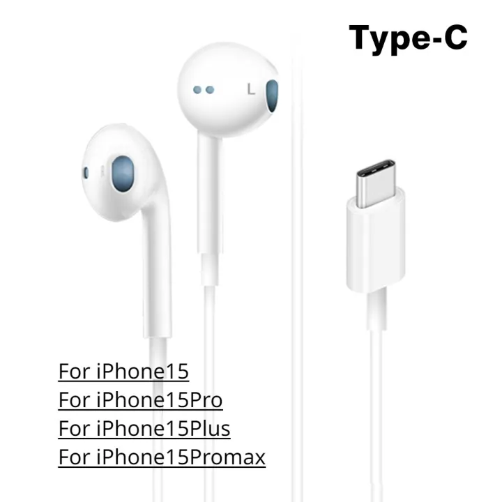 USB Type C Earbuds Wired Earphone For iPhone 15 Pro Max Microphone