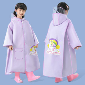 Cartoon Waterproof Raincoat for Kids Unicorn EVA Extended Student Raincoat with Thickened Widening Cap