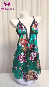 大码性感睡裙女火辣高级感纯欲趣味吊带睡裙旗袍风印花家居服1188