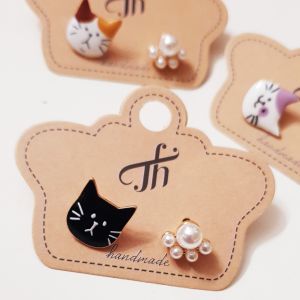 Bông Tai Ghim Đầu mèo Chân Ngọc đáng yêu