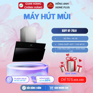 Máy hút mùi kính vát Kaff KF 70LH inox kính đen công suất 1100m3/h thiết kế hiện đại sang trọng