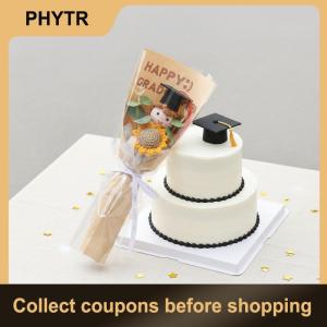 【PHYTR】 Knitted Flower Bouquet For Graduation Handmade Crochet Wedding Bouquets Unique Graduation Gifts for Celebration Party Supplies
