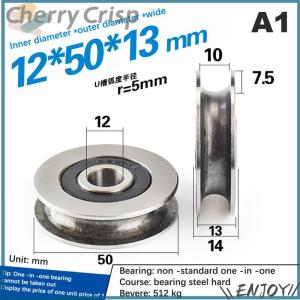 【Cherry Crisp】 12x50x13mm Groove Wheel Metal U-groove Track Steel Wire Rope Lifting Wheel Bearing High Quality Steel Guide Wheel Lifting Pulley