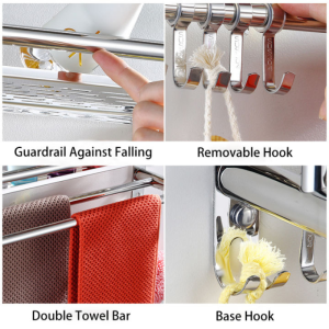 40cm bathroom shower wall mounted space stainless steel towel storage hanger shelf holder stand rack