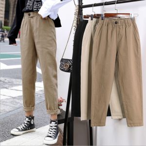 2022 New Spring Harem Pants Woman Plus Size Long Pants Womens Overalls Casual Pants Ladies Solid Color Outdoor Office Work Trousers Side Pockets Carrot Pants