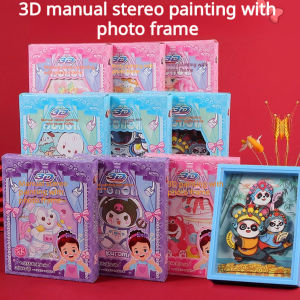 Lukisan bingkai gambar stereoskopik 3D kanak-kanak lukisan stereoskopik DIY Kuromi Melody teka-teki mainan hadiah hari kanak-kanak