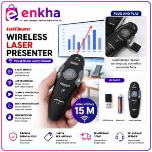 Taffware Laser Remot Presenter Red RF Wireless Pointer Merah 15M untuk Presentasi PowerPoint