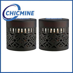 Chicmine 4Pcs Outdoor Decorative Mosaic Disk Fence Wall Solar-Powered Projector Garden Colored Projection Shadow Lamp IP65 Waterproof Nighttime Patio Glow Ambient Creative Hollow Iron